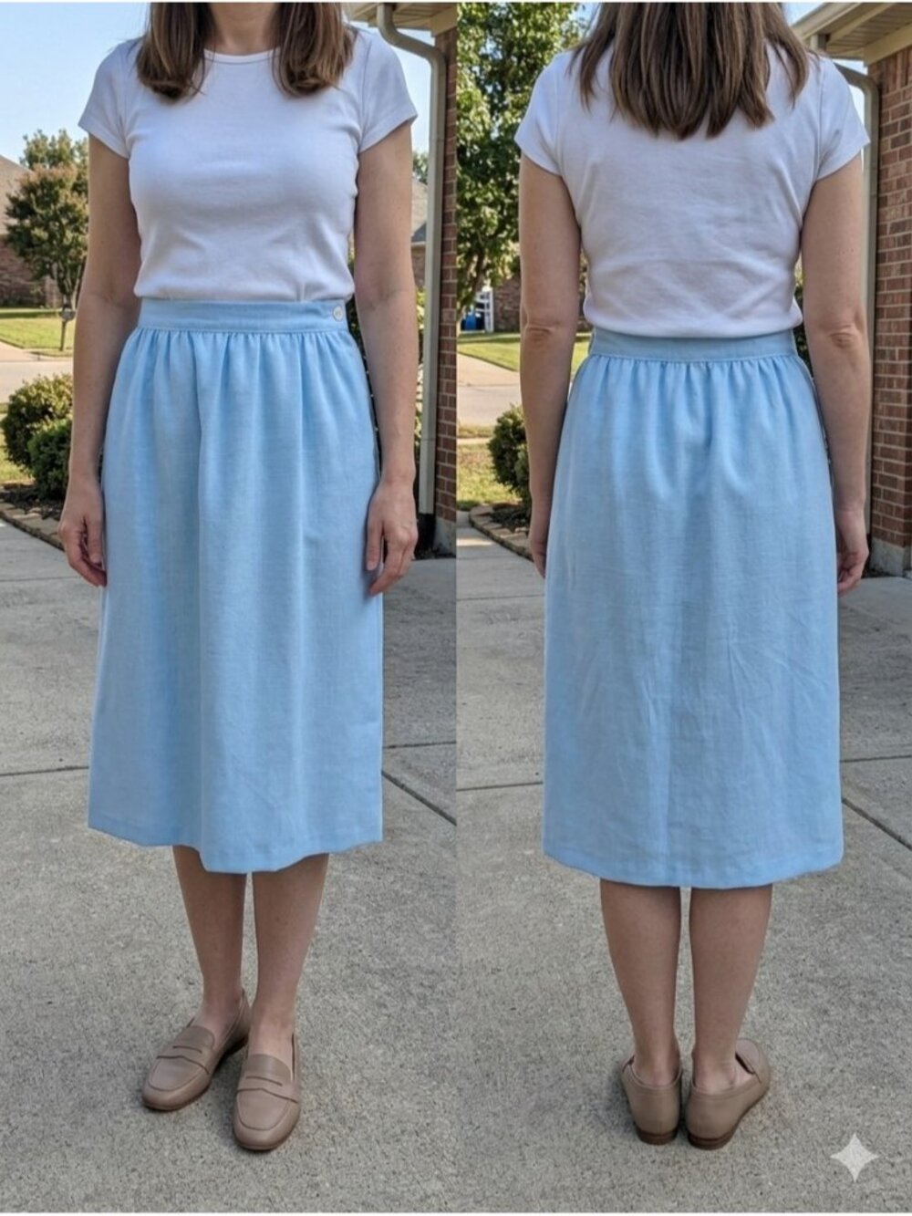 Vintage Kayo of California Blue Midi Skirt Pleated High Waist Junior Size 7